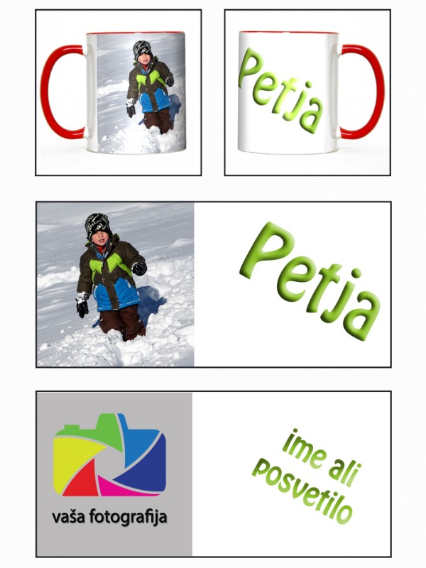 Foto lonček s fotografijo in imenom