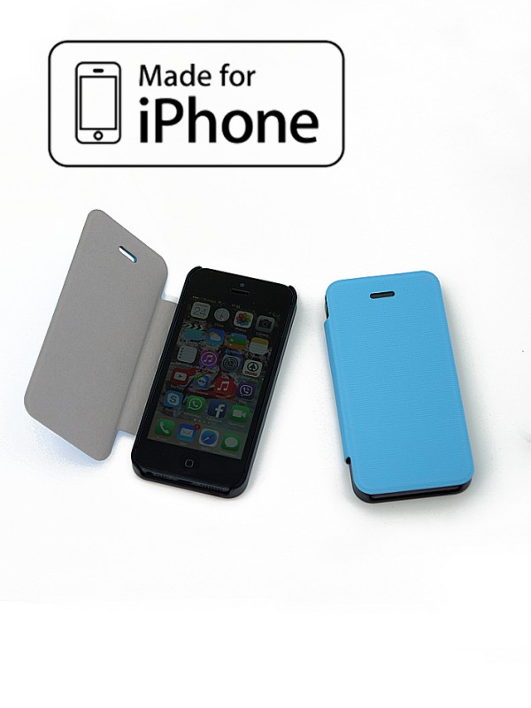 Etui za iPhone 4/4S z zaščito ekrana - sv.modre barve s fotografijo