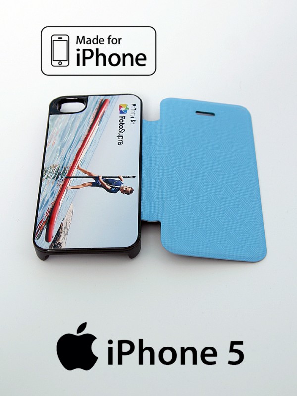 Etui za iPhone 5/5S/5C z zaščito ekrana - sv.modre barve s fotografijo