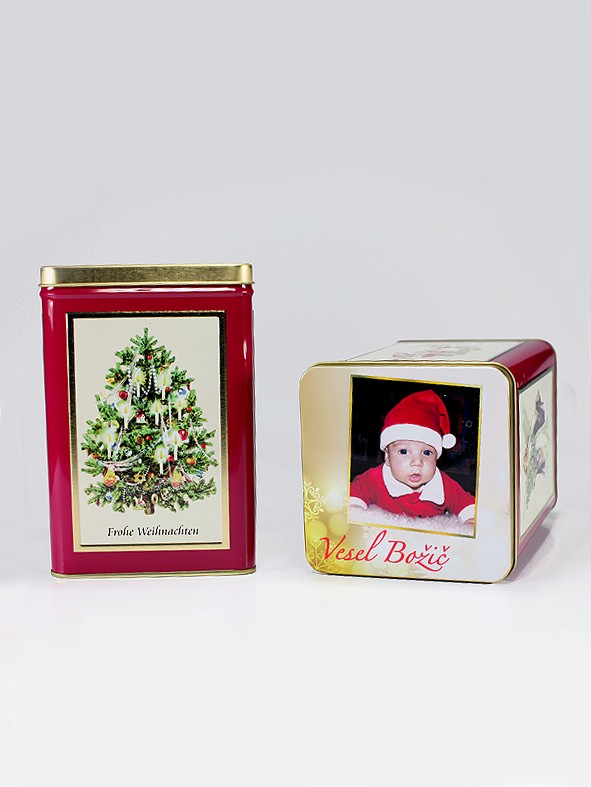 Škatla za piškote ( božični motiv ) bordo rdeča
