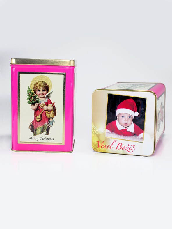 Škatla za piškote ( božični motiv ) pink